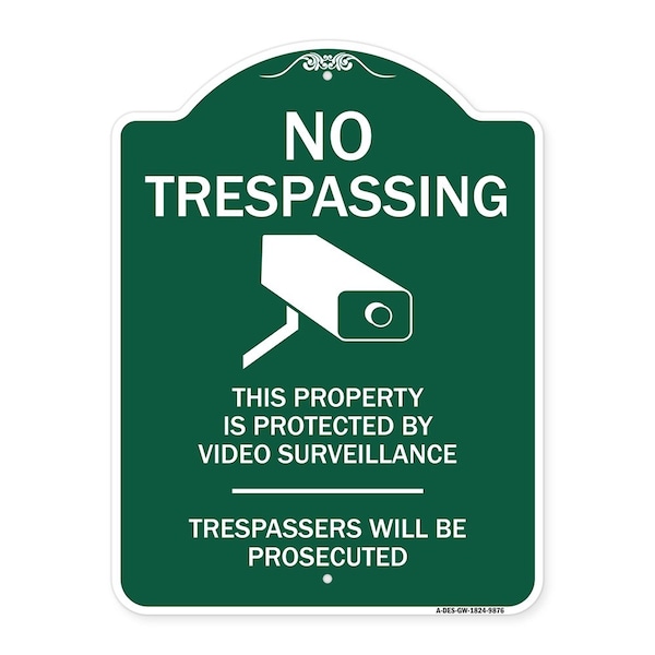Signmission This Property Is Protected By Video Surveillance Heavy-Gauge Aluminum Sign, 24" H, GW-1824-9876 A-DES-GW-1824-9876 - main